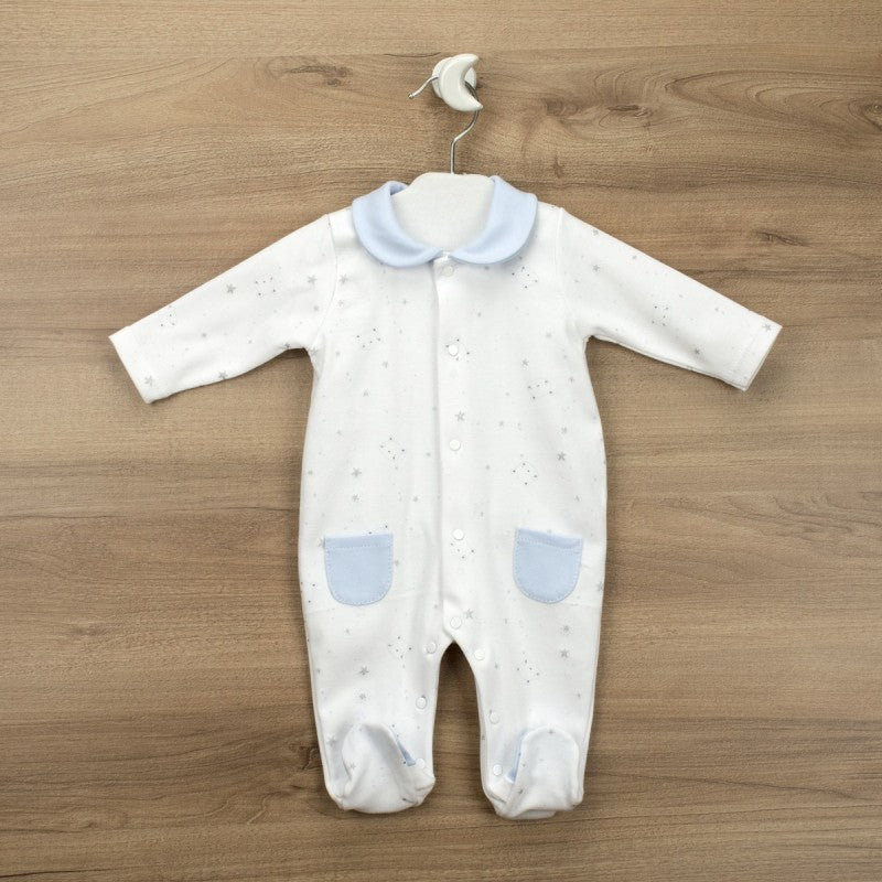Babidu Baby Boys White & Blue Bears Babygrow