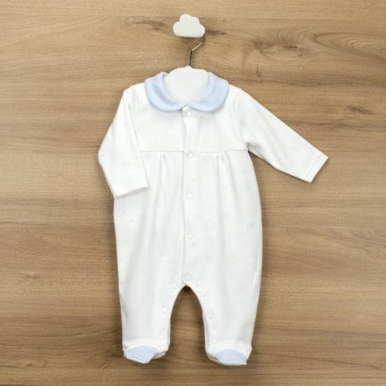 Babidu Baby Boys White & Blue Forest Babygrow