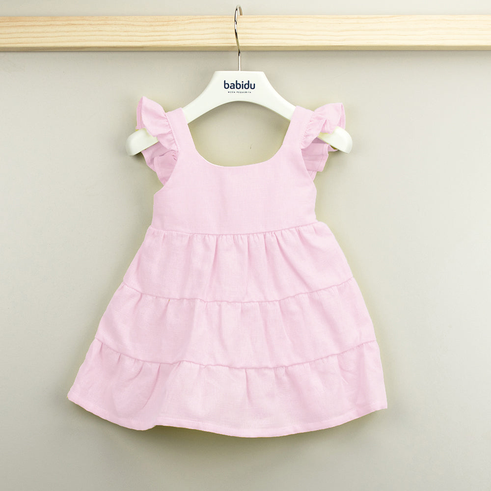 Babidu Girls Pink Cotton Dress