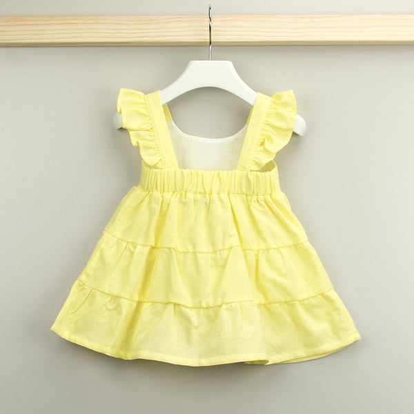 Babidu Girls Yellow Cotton Dress | Lucas & Luna