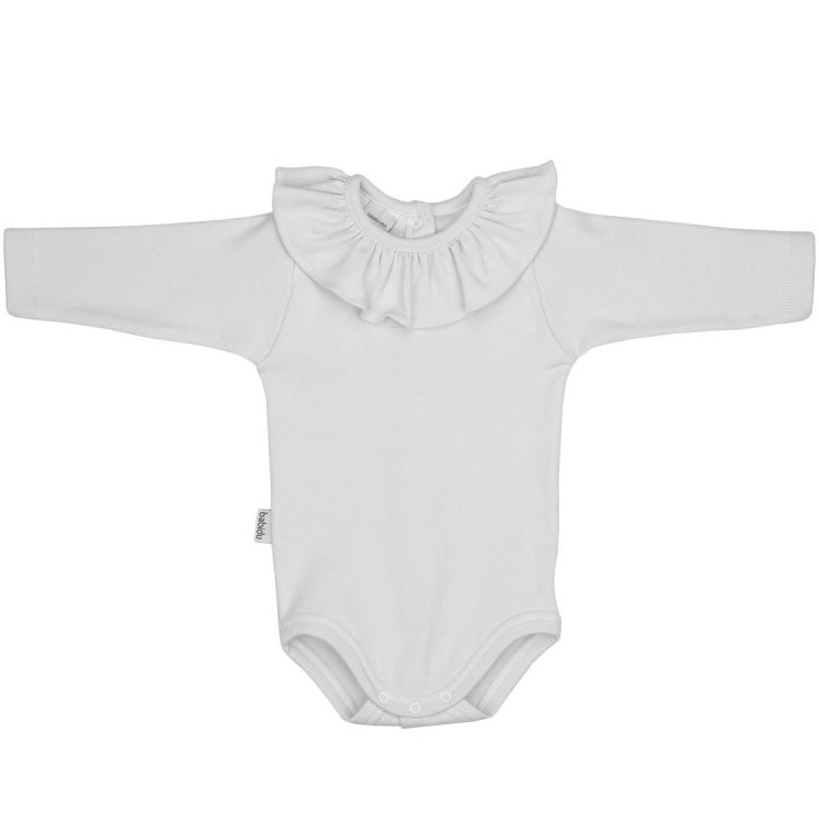 Babidu White Cotton Frilled Bodysuit