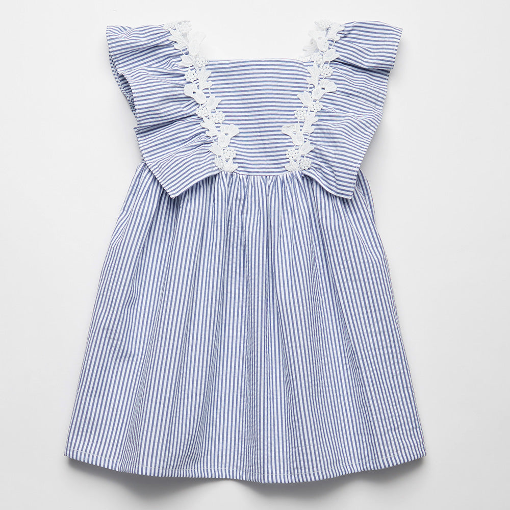 Fina Ejerique Girls Blue & White Striped Dress
