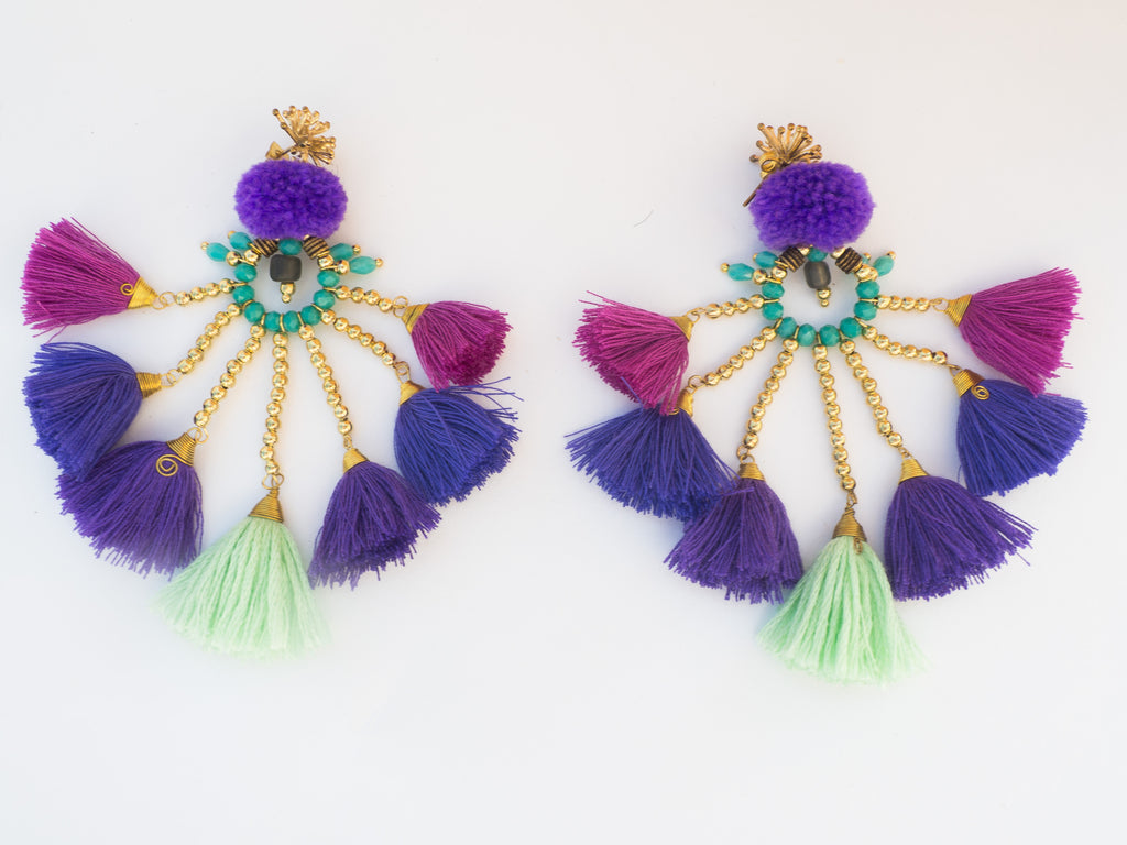 LC Tartaruga Purple Drop Tassel Earrings
