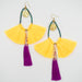LC Tartaruga Yellow & Magenta Retro Tassel Earrings