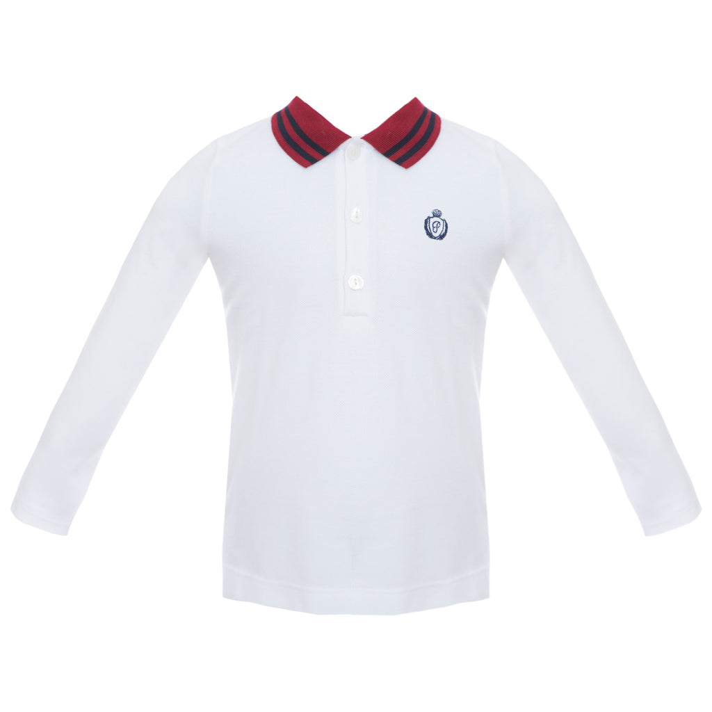 Patachou Boys White Cotton Polo Shirt