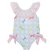 Patachou Girls Blue Check Swimsuit
