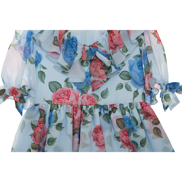 Patachou Girls Blue Floral Chiffon Dress | Lucas & Luna Patachou Girls Blue Floral Chiffon Dress | Lucas & Luna