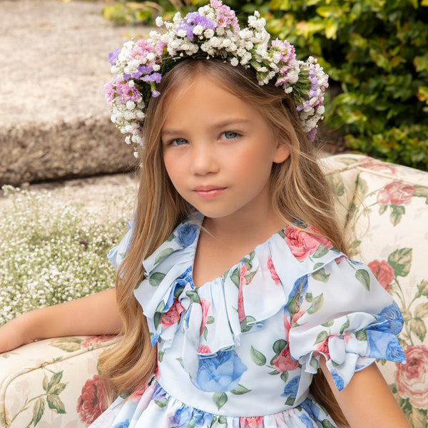 Patachou Girls Blue Floral Chiffon Dress | Lucas & Luna Patachou Girls Blue Floral Chiffon Dress | Lucas & Luna