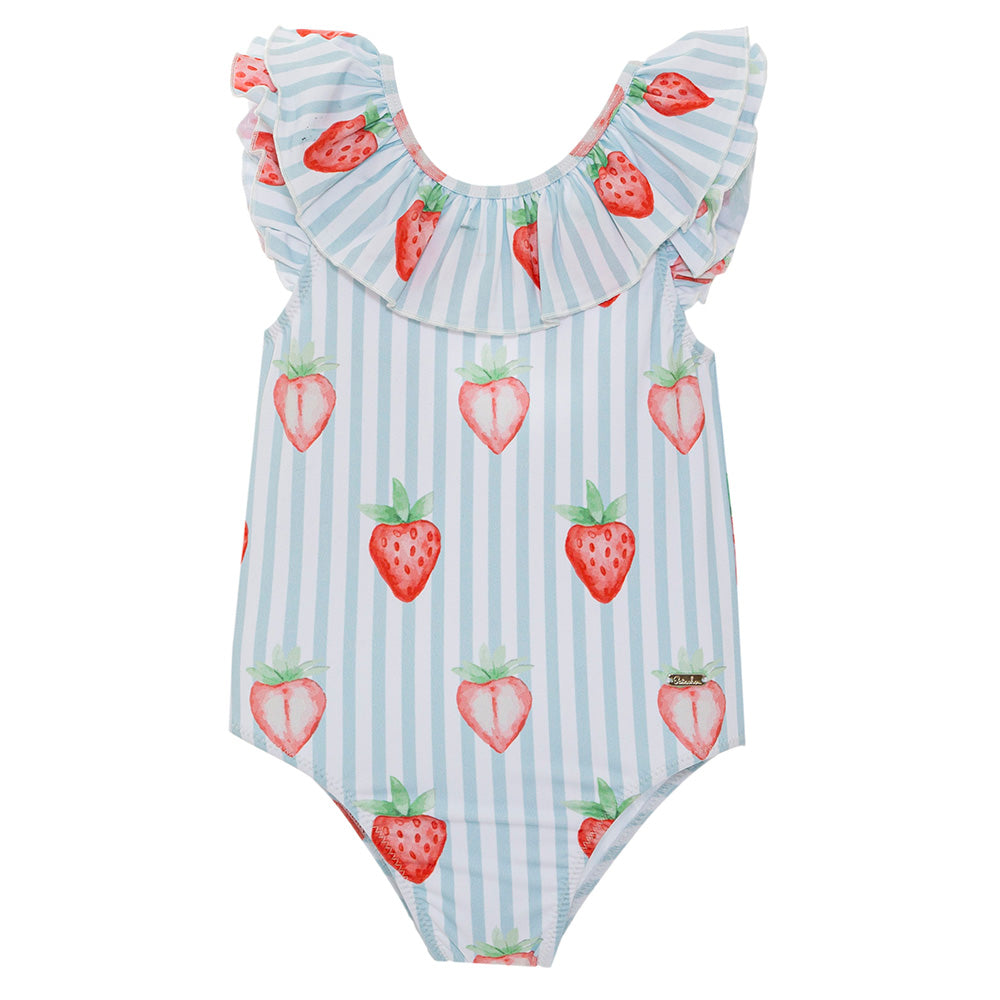 Patachou Girls Blue & Red Strawberry Swimsuit