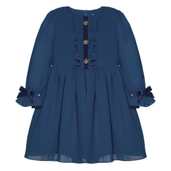 Patachou Girls Navy Blue Chiffon Dress