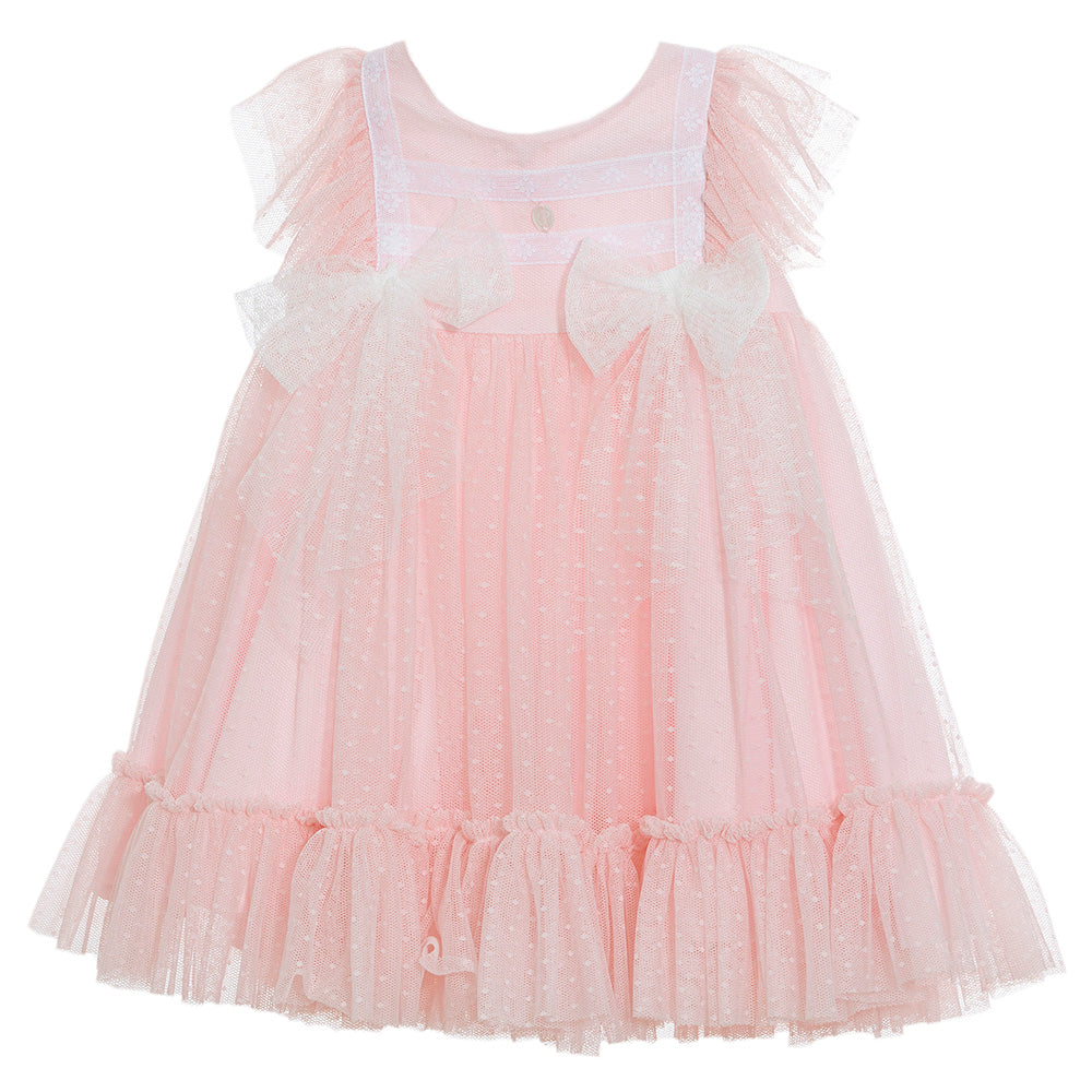 Patachou Girls Pink Spotted Tulle Dress
