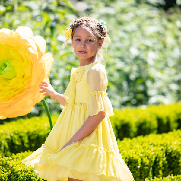 patachou chiffon dress Patachou-Girls Ivory Floral Chiffon Dress