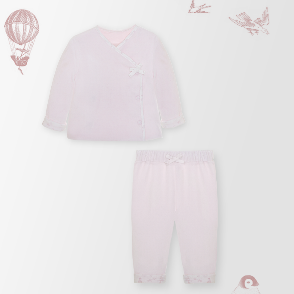 PomPetitPom Baby Girl Pink Two Piece Outfit