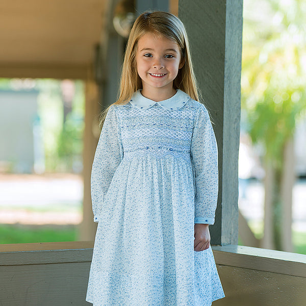 Blue shop smocked dress