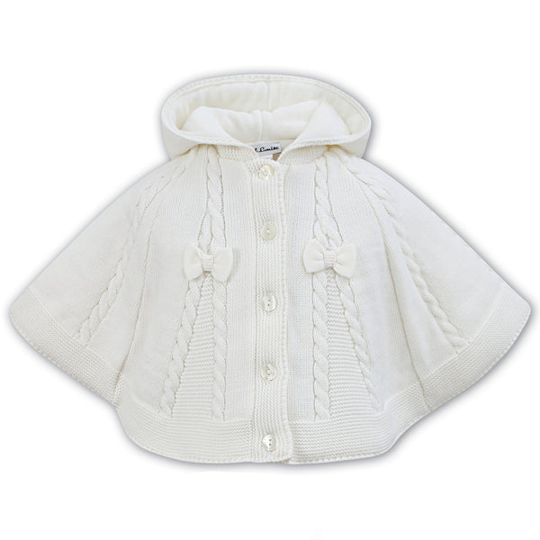 Sarah Louise Girls Cream Knitted Cape