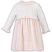 Sarah Louise Girls White & Peach Knitted Dress