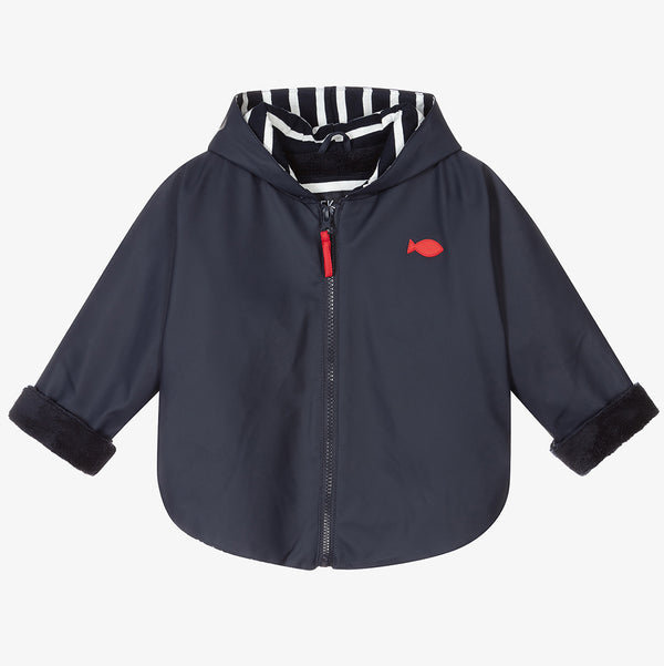 Weekend à la Mer Baby Navy Fleece Lined Raincape