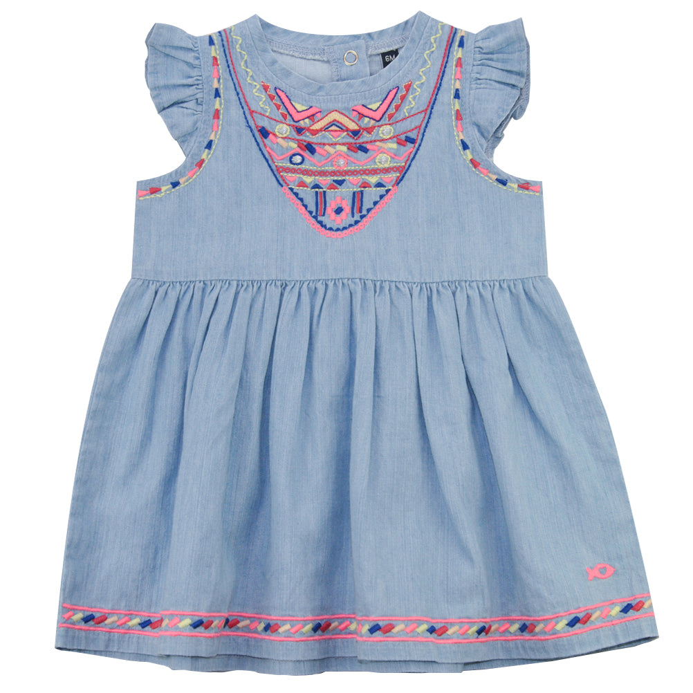 Weekend à la Mer Girls Chambray Cotton Summer Dress