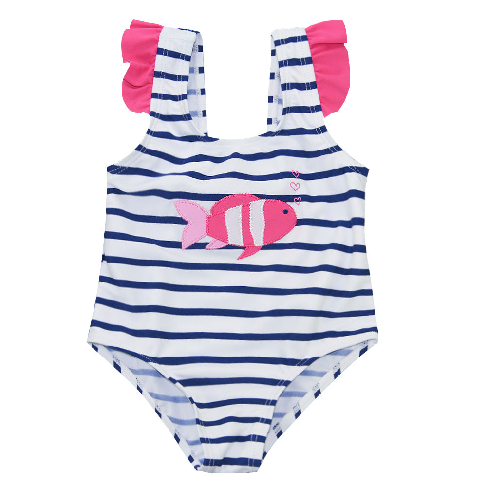Weekend á la Mer White & Navy Striped Swimsuit
