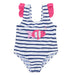 Weekend á la Mer White & Navy Striped Swimsuit
