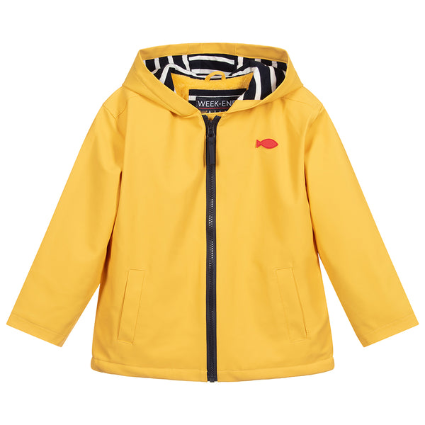 Weekend à la Mer Yellow Fleece Lined Raincoat