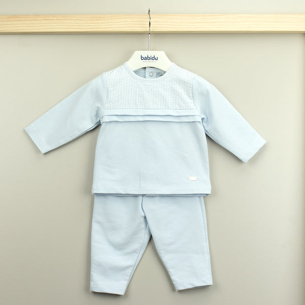Babidu Baby Boys Blue Cotton Jersey Trouser Set