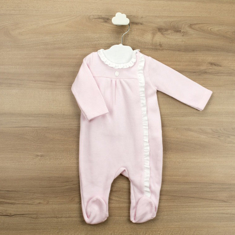 Babidu Baby Girls Pink Cotton Frill Babygrow