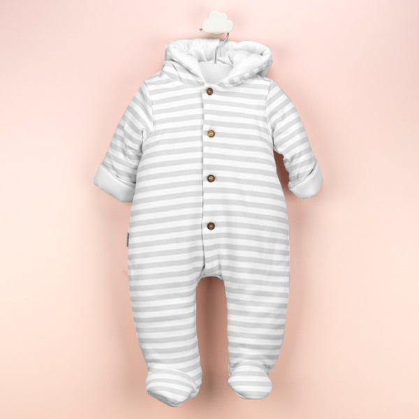 Babidu Baby Grey Striped Padded Pramsuit