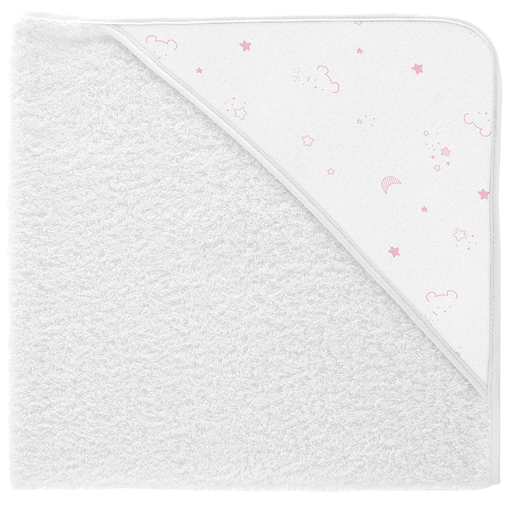 Babidu Pink Bear Print Hooded Towel