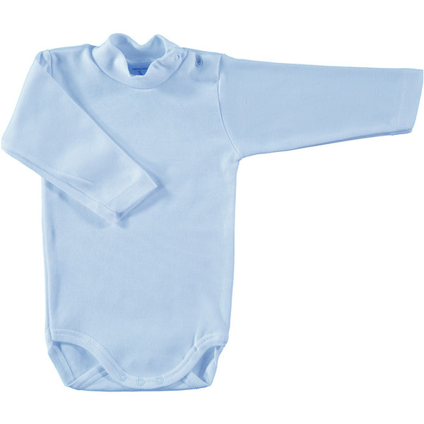 Babidu Blue Cotton Polo Neck Bodysuit