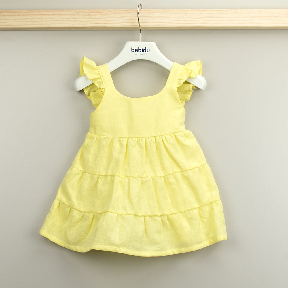Babidu Girls Yellow Cotton Dress