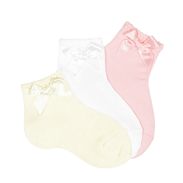 Cóndor Ankle Socks with Matching Bow Cream White Pink