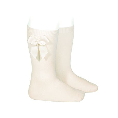 Cóndor Cream Knee-High Socks with Grossgrain Bow