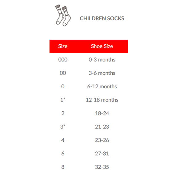 Children's sock sizes deals