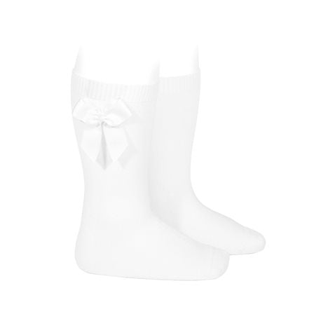 Cóndor White Knee-High Socks with Grossgrain Bow