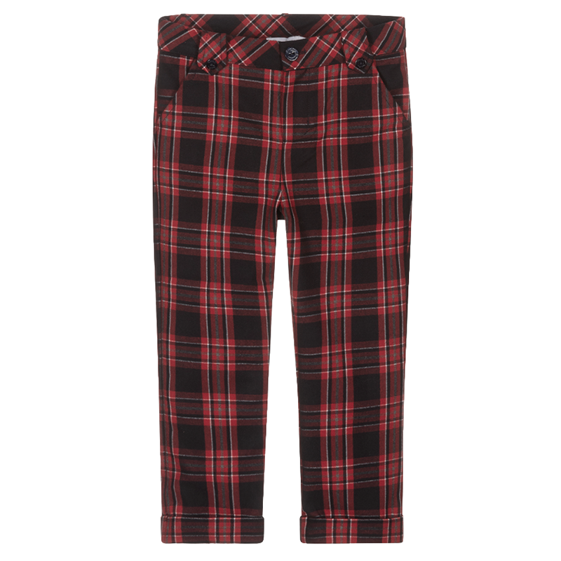 Patachou Red & Navy Tartan Trousers
