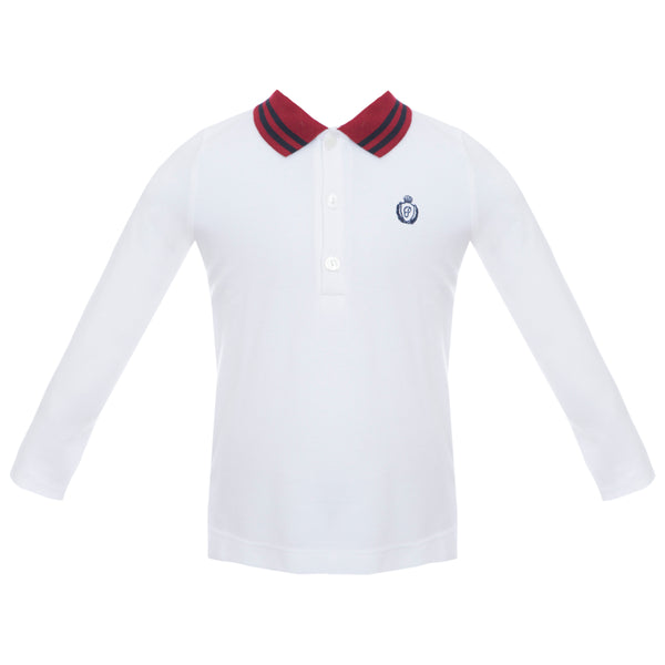 Patachou Boys White Cotton Polo Shirt