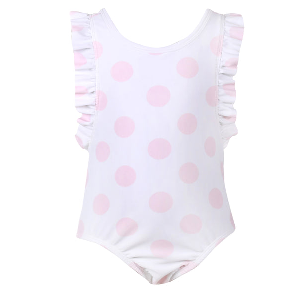 Patachou Girls White & Pink Polka Dot Swimsuit