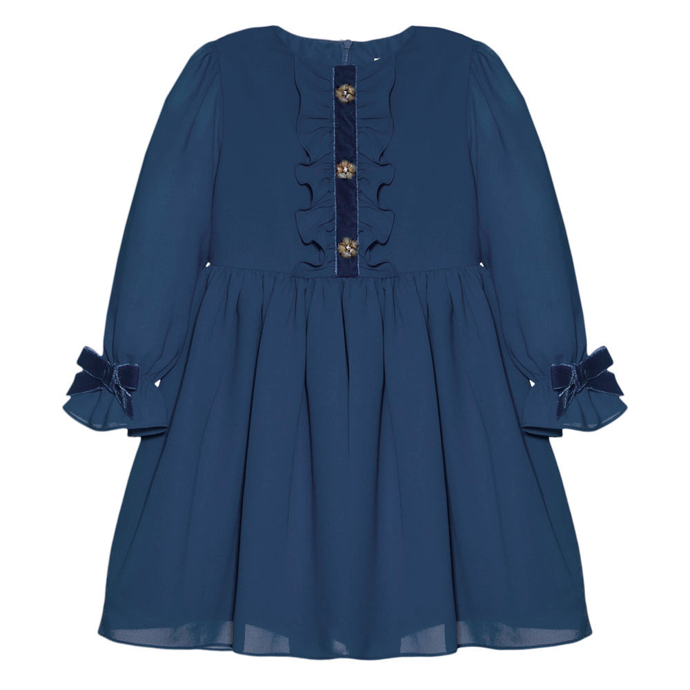patachou blue chiffon dress Patachou-Girls Blue Floral Chiffon Dress