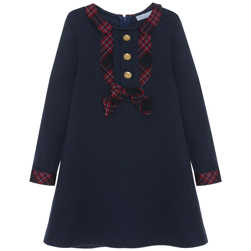 Patachou Girls Navy Blue & Tartan Dress