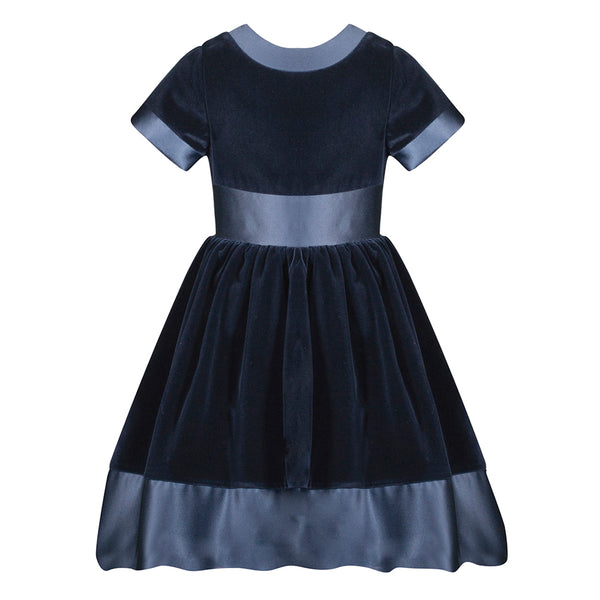 Patachou Girls Navy Blue Velvet Dress