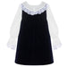 Patachou Girls Navy Blue Velvet & Lace Dress