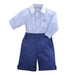 Pretty Originals Baby Boys Navy Stripe Shirt & Shorts Set