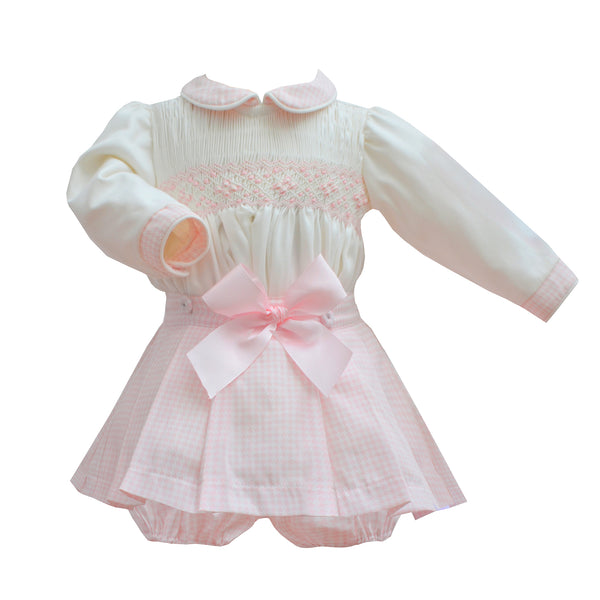 Pretty Originals Baby Girls Cream & Pink Four Piece Skirt Set