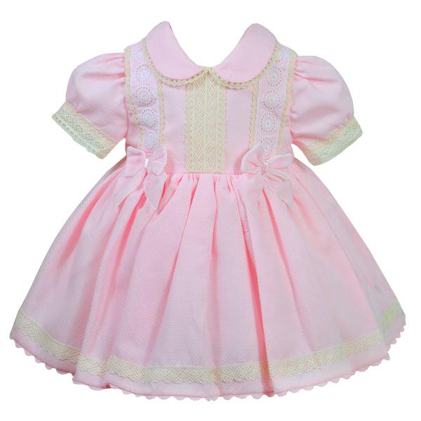 Pretty Originals Baby Girls Pink Bow Dress & Knicker Set
