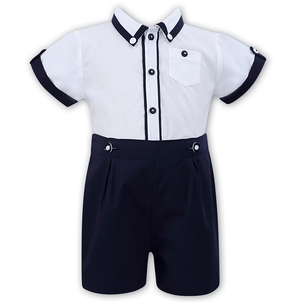 Sarah Louise Boys Navy & White Outfit Set