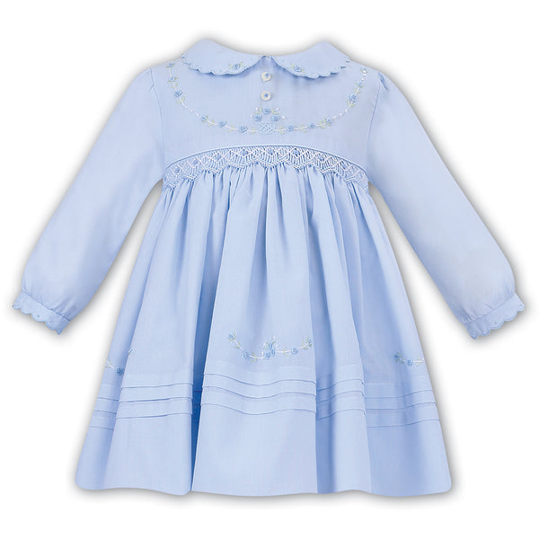 Sarah Louise Baby Girls Blue Smocked Dress