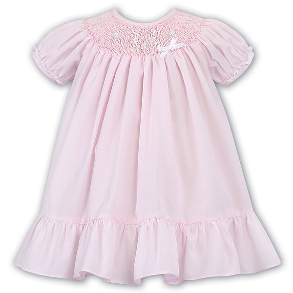 Sarah Louise Baby Girls Pink Hand-Smocked Long Sleeve Dress