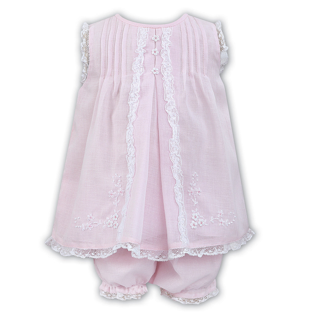 Sarah Louise Baby Girls Pink Voile Dress & Panty Set