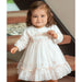 Sarah Louise Baby Girls White & Peach Hand-Smocked Dress